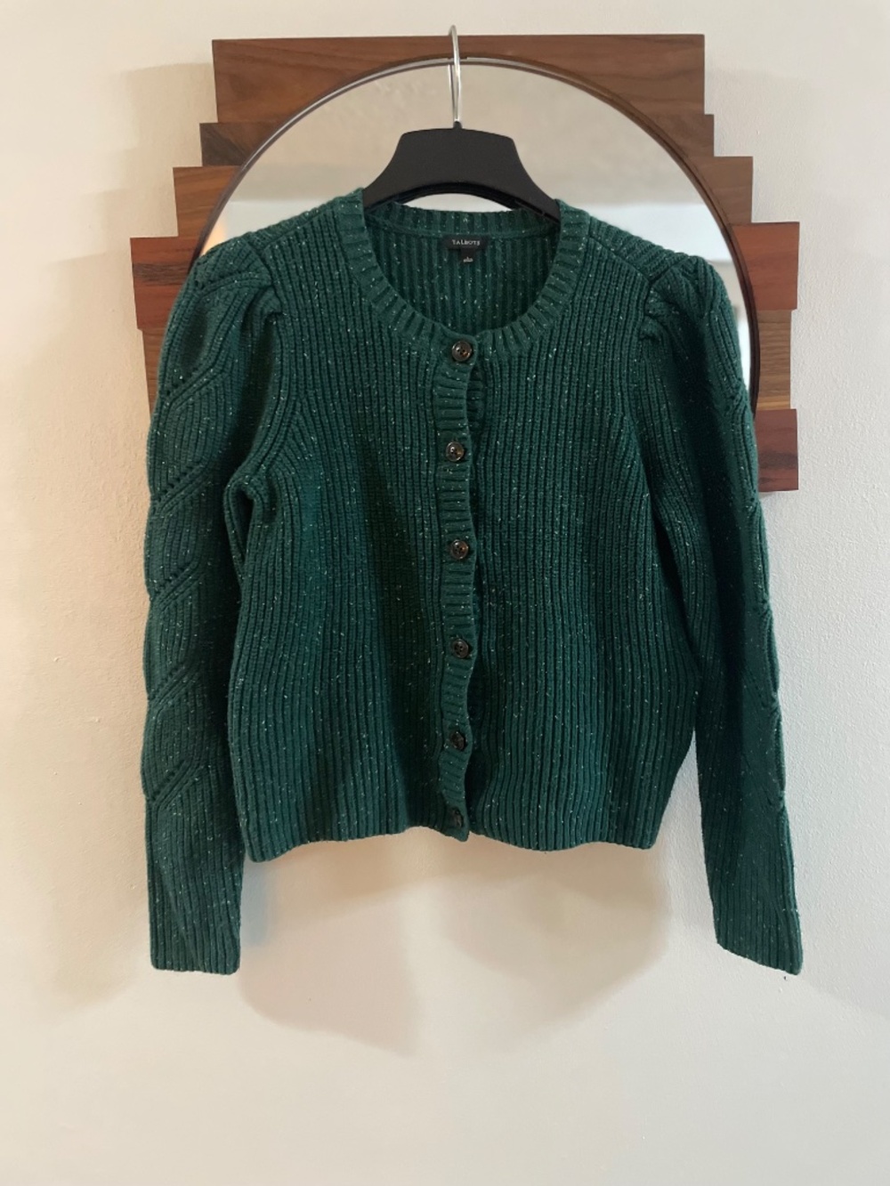 Talbots Green Ribbed Knit Cardigan Sweater Size S